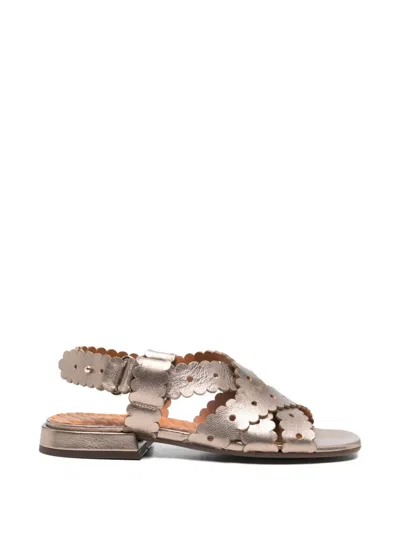 Chie Mihara Scalloped-hem Sandals In Gold