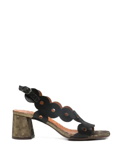 Chie Mihara Scalloped Ryed Sandals In Black