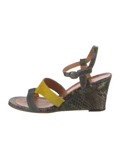 Pre-owned Chie Mihara Snakeskin Animal Print Sandals In Blue