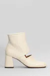 Chie Mihara Sonli High Heels Ankle Boots In Beige Leather In Multi