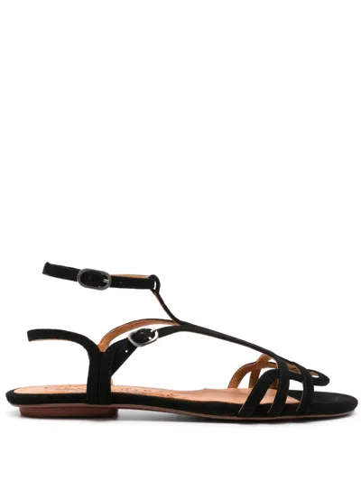 Chie Mihara Strappy Suede Sandals In Black