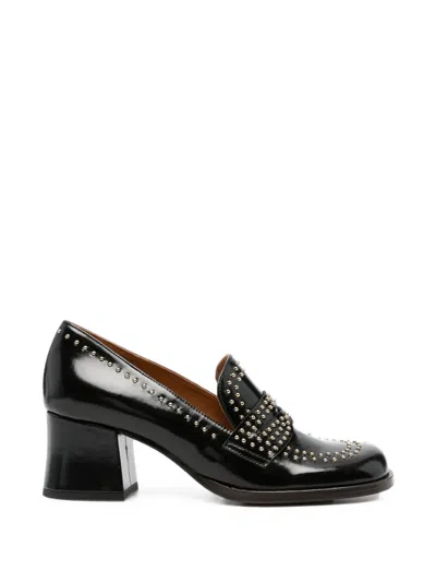 Chie Mihara Stud-embellished Block-heel Pumps In Black