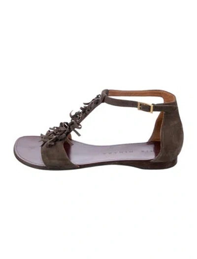 Pre-owned Chie Mihara Suede Bow Accents Sandals In Brown
