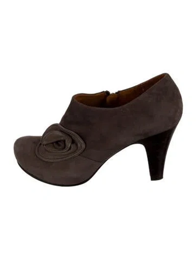 Pre-owned Chie Mihara Suede Leather Trim Embellishment Pumps In Brown