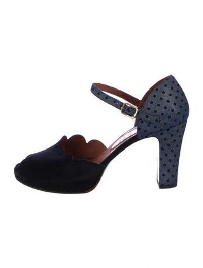 Pre-owned Chie Mihara Suede Patterned D'orsay Pumps In Blue