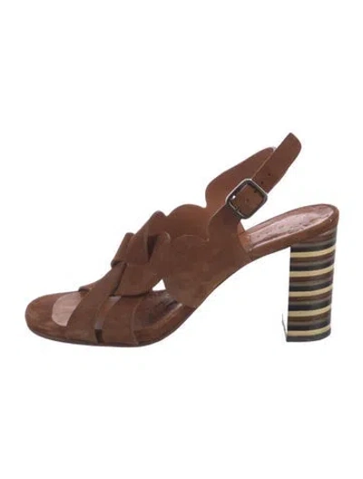 Pre-owned Chie Mihara Suede Slingback Sandals In Brown