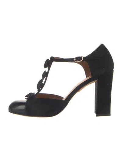 Pre-owned Chie Mihara Suede T-strap Pumps In Blue