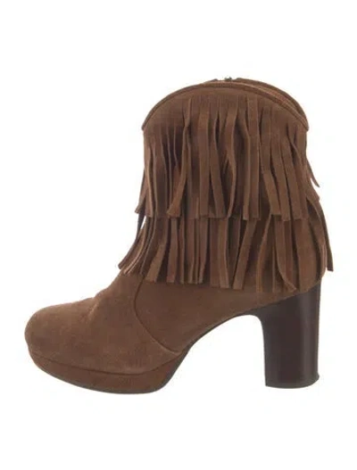 Pre-owned Chie Mihara Suede Western Boots In Brown