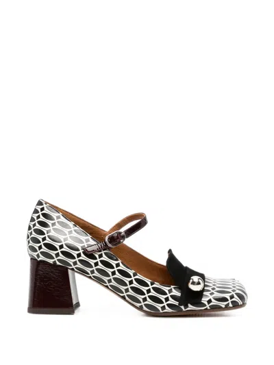 Chie Mihara Sweka Geometric-print Buckle-fastening Pumps In White