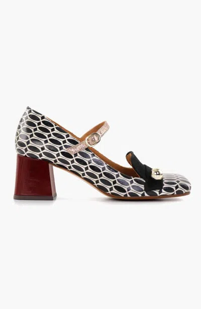 Chie Mihara Sweka Metallic Embossed Geometric Leather Shoes In Multi