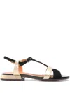 Chie Mihara T-strap Metallic-effect Flat Sandals In Black