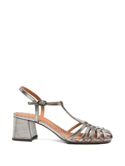 Chie Mihara T-strap Mustel Leather Sandals In Silver