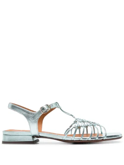 Chie Mihara Tante Metallic Leather Sandals In Blue