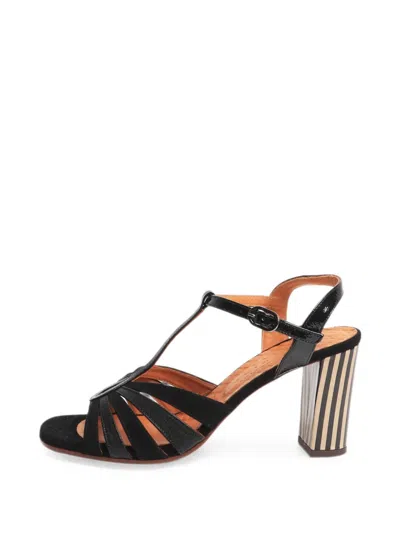 Pre-owned Chie Mihara T-bar Leather Sandals In Black