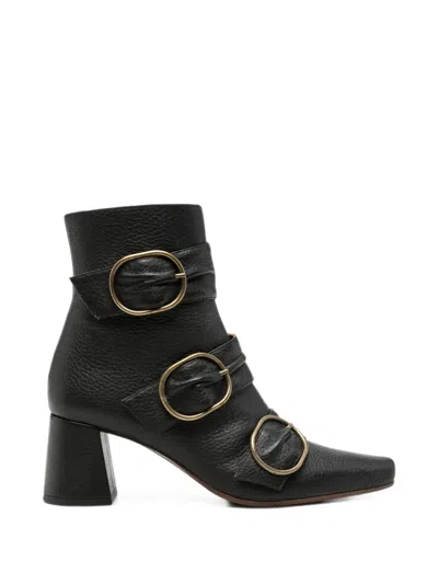 Chie Mihara Triple Buckle-strap Ankle Boots In Black