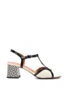 Chie Mihara T-strap Patterned Sandals In Black