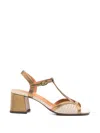 Chie Mihara T-strap Perforated Sandals In Neutral