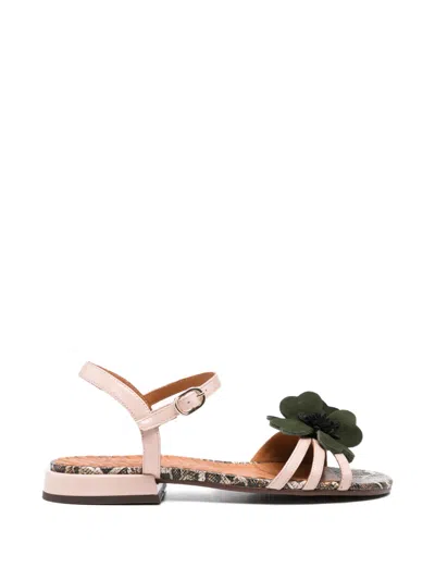 Chie Mihara Tyco Flower Snake-effect Leather Sandals In Gold