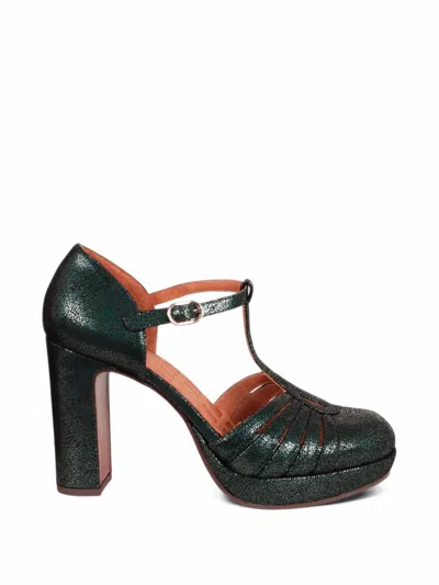 Chie Mihara Uyelo Crackle-effect T-bar Pumps In Green