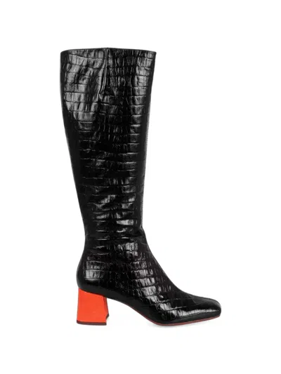 Chie Mihara Voala Croc-effect Leather Boots In Black