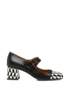Chie Mihara Volcano Check-pattern Double-strap Pumps In Black