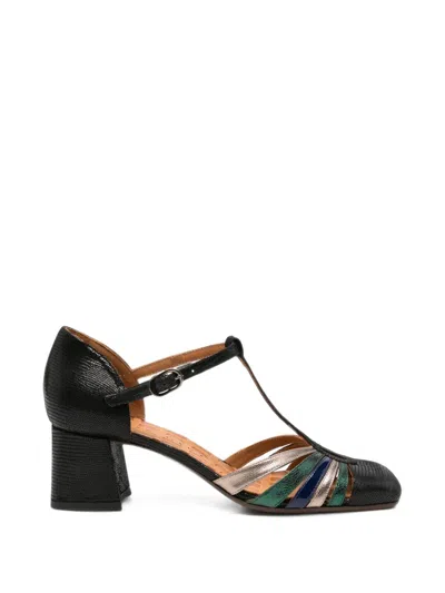 Chie Mihara Vudui Textured-leather T-bar Sandals In Black