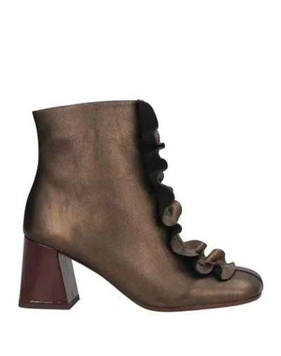 Chie Mihara Woman Ankle Boots Bronze Size 7 Leather In Brown