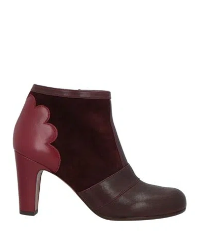 Chie Mihara Woman Ankle Boots Burgundy Size 8 Leather In Red