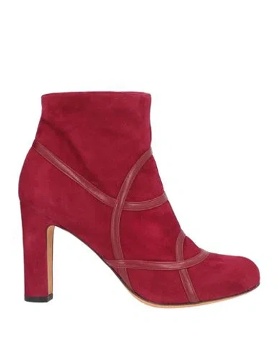 Chie Mihara Woman Ankle Boots Garnet Size 7 Leather In Red
