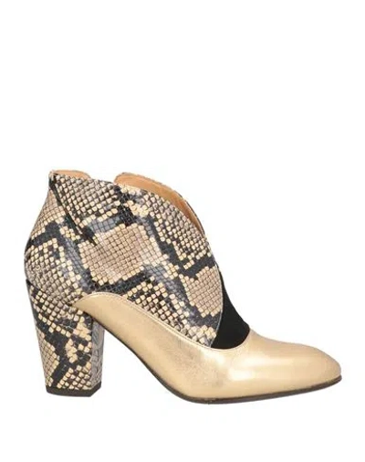 Chie Mihara Woman Ankle Boots Gold Size 10 Leather
