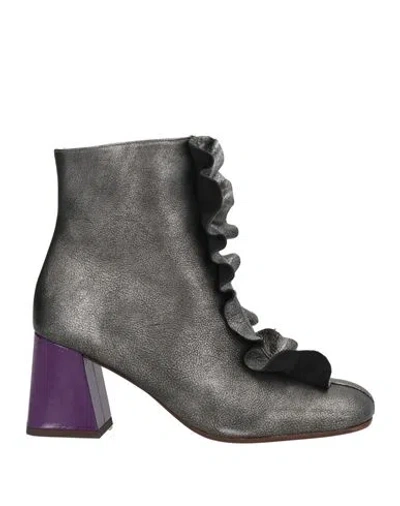 Chie Mihara Woman Ankle Boots Gunmetal Size 7 Leather In Gray