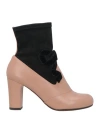 Chie Mihara Woman Ankle Boots Light Brown Size 7 Textile Fibers, Leather In Beige