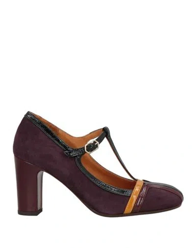 Chie Mihara Woman Pumps Plum Size 8 Leather In Purple