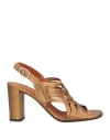 Chie Mihara Woman Sandals Bronze Size 9 Goat Skin In Yellow