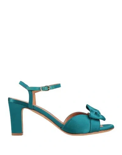 Chie Mihara Woman Sandals Emerald Green Size 7 Textile Fibers