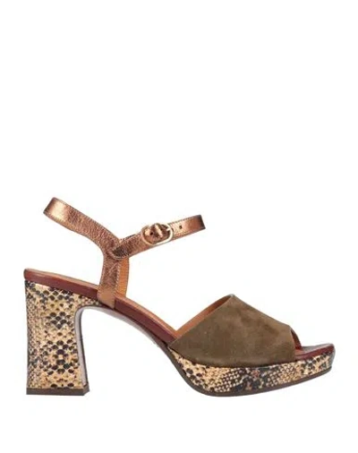 Chie Mihara Woman Sandals Military Green Size 7 Leather
