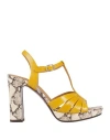 Chie Mihara Woman Sandals Yellow Size 6 Leather In Yellow