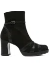 Chie Mihara 80mm Buckle-strap Suede Boots In Black