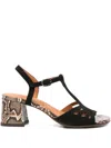 Chie Mihara 60mm Lareina Leather T-bar Block-heel Sandals In Black