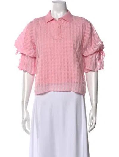 Pre-owned Chika Kisada Patterned Short Sleeve Polo In Pink