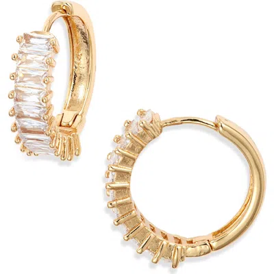 Child Of Wild Antoinette Cubic Zirconia Huggie Hoop Earrings In Gold