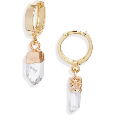 Child Of Wild Aura Quartz Huggie Hoop Earrings In Gold