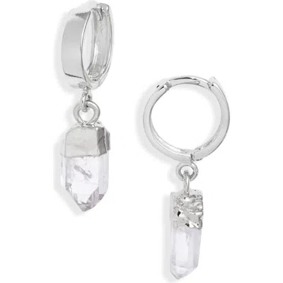 Child Of Wild Aura Quartz Huggie Hoop Earrings In Metallic
