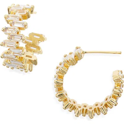 Child Of Wild Carina Cubic Zirconia Hoop Earrings In Gold