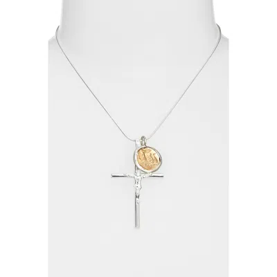 Child Of Wild Carmela Crucifix Necklace In Metallic