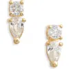 Child Of Wild Dew Drop Cubic Zirconia Stud Earrings In Gold