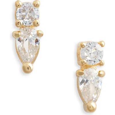 Child Of Wild Dew Drop Cubic Zirconia Stud Earrings In Gold