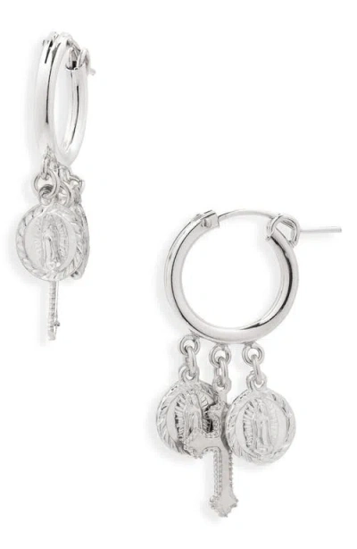 Child Of Wild Hail Mary Charm Drop Earrings In Silver