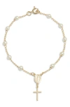 Child Of Wild Holy Rosary Faux Pearl Bracelet In Gold