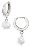 Child Of Wild Josefine Freshwater Pearl Hoop Earrings In Silver